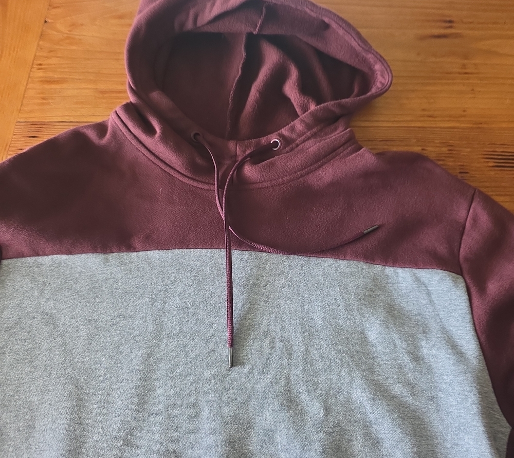 Athletic Works Maroon and Heather Gray Colorblock Hoodie